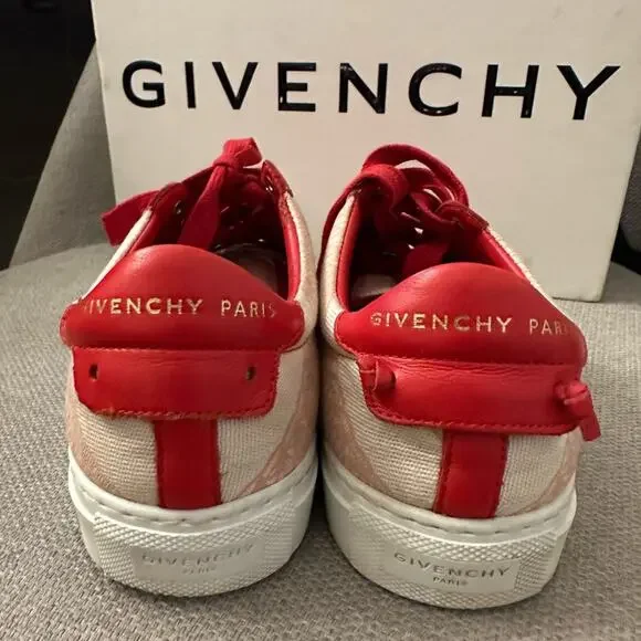Givenchy Logo Canvas Sneakers Fashion Tennis Shoes Pink Red 37 - Picture 3 of 11